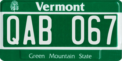 VT license plate QAB067
