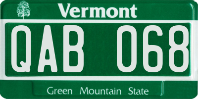 VT license plate QAB068