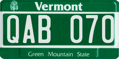 VT license plate QAB070
