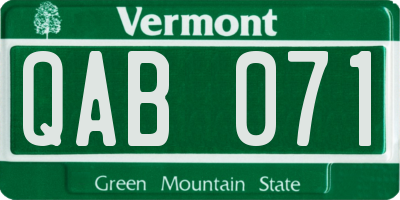 VT license plate QAB071