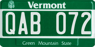 VT license plate QAB072