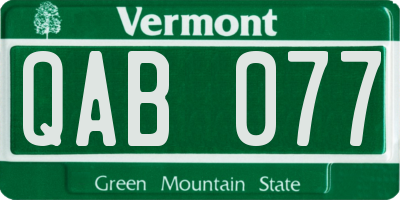VT license plate QAB077