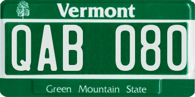 VT license plate QAB080