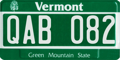 VT license plate QAB082