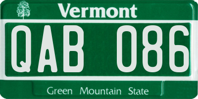 VT license plate QAB086