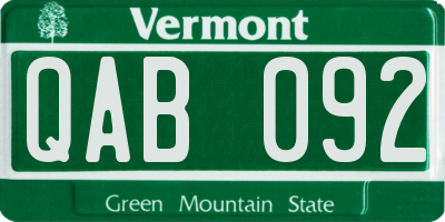 VT license plate QAB092