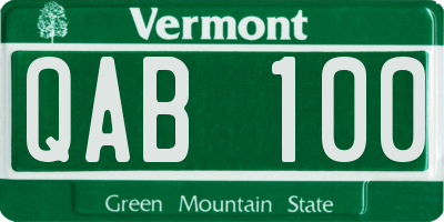 VT license plate QAB100