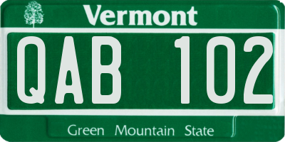 VT license plate QAB102