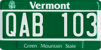 VT license plate QAB103