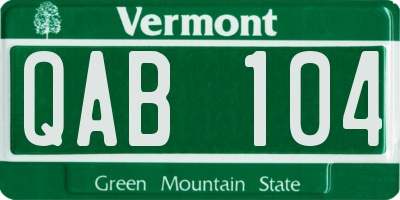 VT license plate QAB104