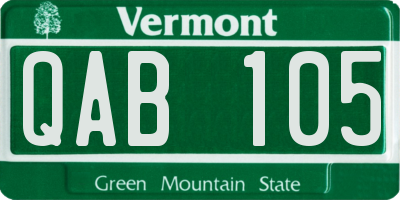 VT license plate QAB105