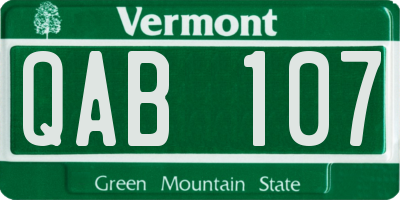 VT license plate QAB107