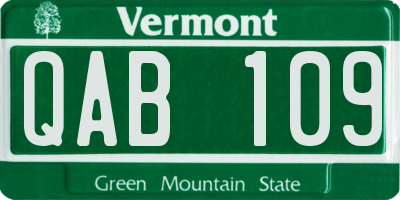 VT license plate QAB109