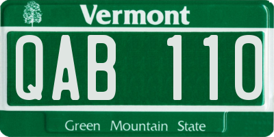 VT license plate QAB110