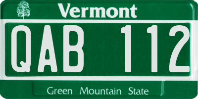VT license plate QAB112