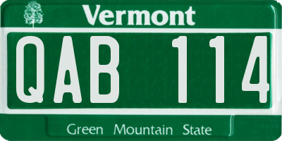 VT license plate QAB114
