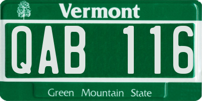 VT license plate QAB116