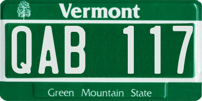 VT license plate QAB117