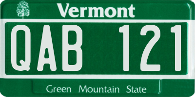 VT license plate QAB121