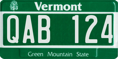 VT license plate QAB124