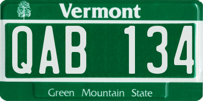 VT license plate QAB134