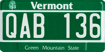VT license plate QAB136
