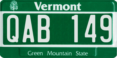 VT license plate QAB149