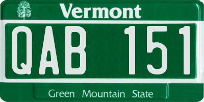 VT license plate QAB151