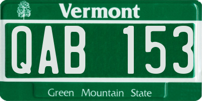 VT license plate QAB153