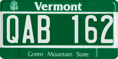 VT license plate QAB162