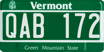 VT license plate QAB172