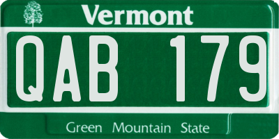 VT license plate QAB179
