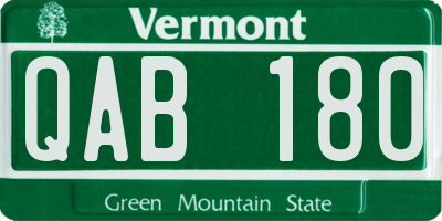 VT license plate QAB180