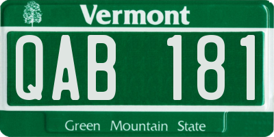 VT license plate QAB181