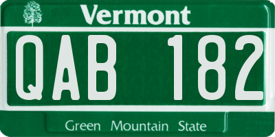 VT license plate QAB182
