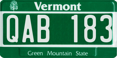 VT license plate QAB183