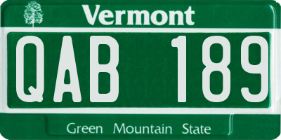 VT license plate QAB189
