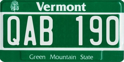 VT license plate QAB190