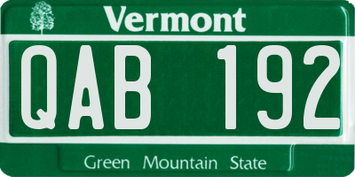 VT license plate QAB192