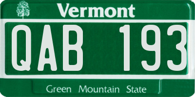 VT license plate QAB193