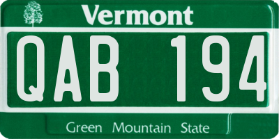 VT license plate QAB194