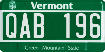 VT license plate QAB196