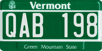 VT license plate QAB198