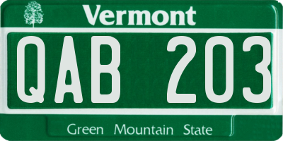 VT license plate QAB203