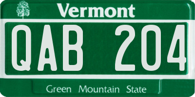 VT license plate QAB204