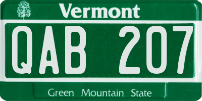 VT license plate QAB207