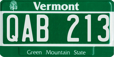 VT license plate QAB213