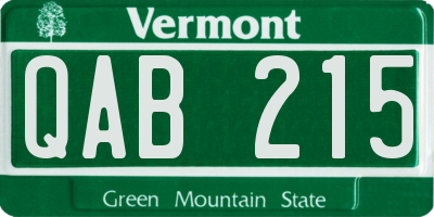 VT license plate QAB215