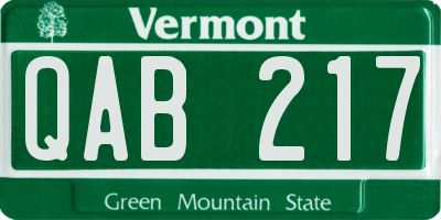 VT license plate QAB217
