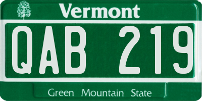 VT license plate QAB219
